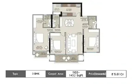 3 BHK-1103 SqFt-1679 SqFt